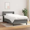 cadre de lit avec matelas Gris foncé 90x200 cm Tissu