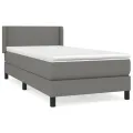cadre de lit avec matelas Gris foncé 90x200 cm Tissu