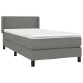 cadre de lit avec matelas Gris foncé 90x200 cm Tissu