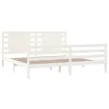 Cadre de lit Blanc Bois de pin massif 200x200 cm
