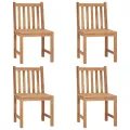 Chaises de jardin 4 pcs avec coussins Bois de teck massif