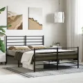 Cadre de lit métal avec tête de lit/pied de lit noir 120x200 cm