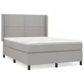 cadre de lit avec matelas Gris clair 140x200cm Tissu