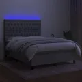 cadre de lit et matelas et LED Gris clair 140x200 cm