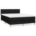cadre de lit avec matelas Noir 140x200 cm Tissu