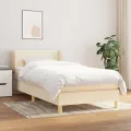 cadre de lit et matelas Crème 90x190 cm Tissu