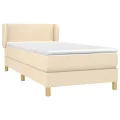cadre de lit et matelas Crème 90x190 cm Tissu