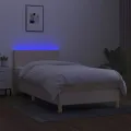 cadre de lit avec matelas LED Crème 90x190 cm Tissu