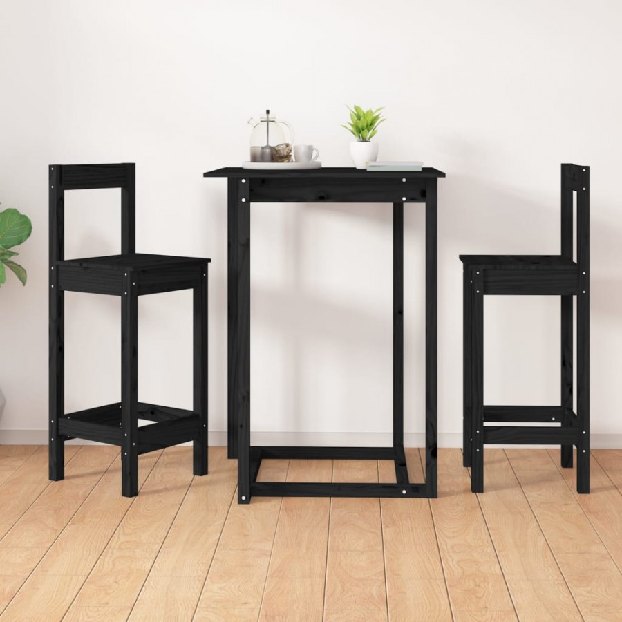 Chaises de bar lot de 2 noir 40x41,5x112 cm bois de pin solide