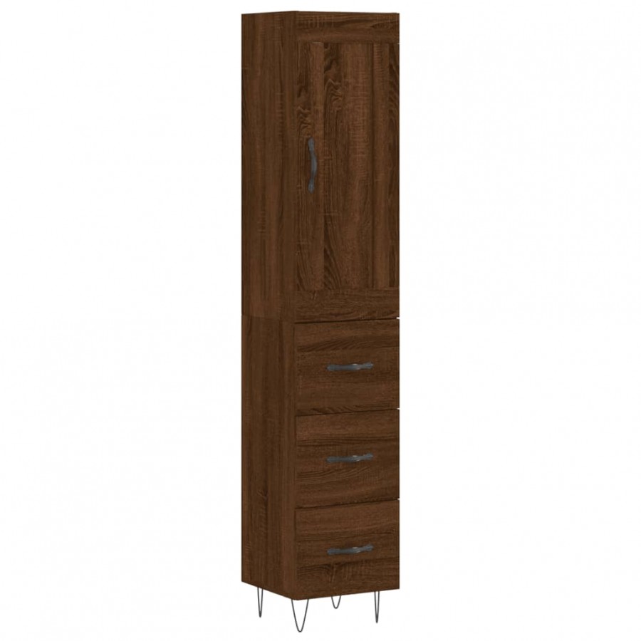 Buffet haut Chêne marron 34,5x34x180 cm Bois d'ingénierie