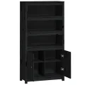 Buffet haut Noir 80x35x154 cm Bois massif de pin