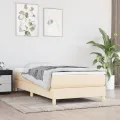cadre de lit avec matelas Crème 80x200 cm Tissu