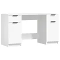 Bureau avec armoire latérale Blanc Bois d'ingénierie