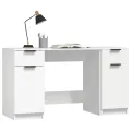Bureau avec armoire latérale Blanc Bois d'ingénierie