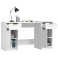 Bureau avec armoire latérale Blanc Bois d'ingénierie