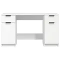 Bureau avec armoire latérale Blanc Bois d'ingénierie