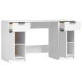 Bureau avec armoire latérale Blanc Bois d'ingénierie