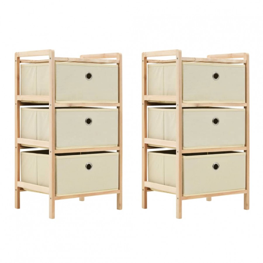 Étagères de rangement avec 3 paniers en tissu 2 pcs beige cèdre