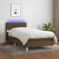 cadre de lit et matelas et LED Marron foncé 90x190cm