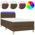 cadre de lit et matelas et LED Marron foncé 90x190cm