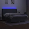 cadre de lit matelas LED Gris foncé 180x200 cm Tissu