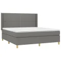 cadre de lit matelas LED Gris foncé 180x200 cm Tissu