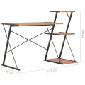 Bureau avec étagère Noir et marron 116x50x93 cm