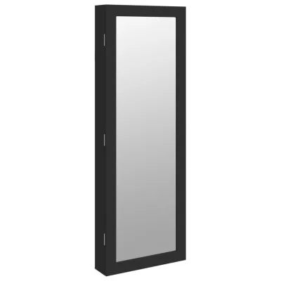 Armoire à bijoux avec miroir et éclairage LED mural noir 2