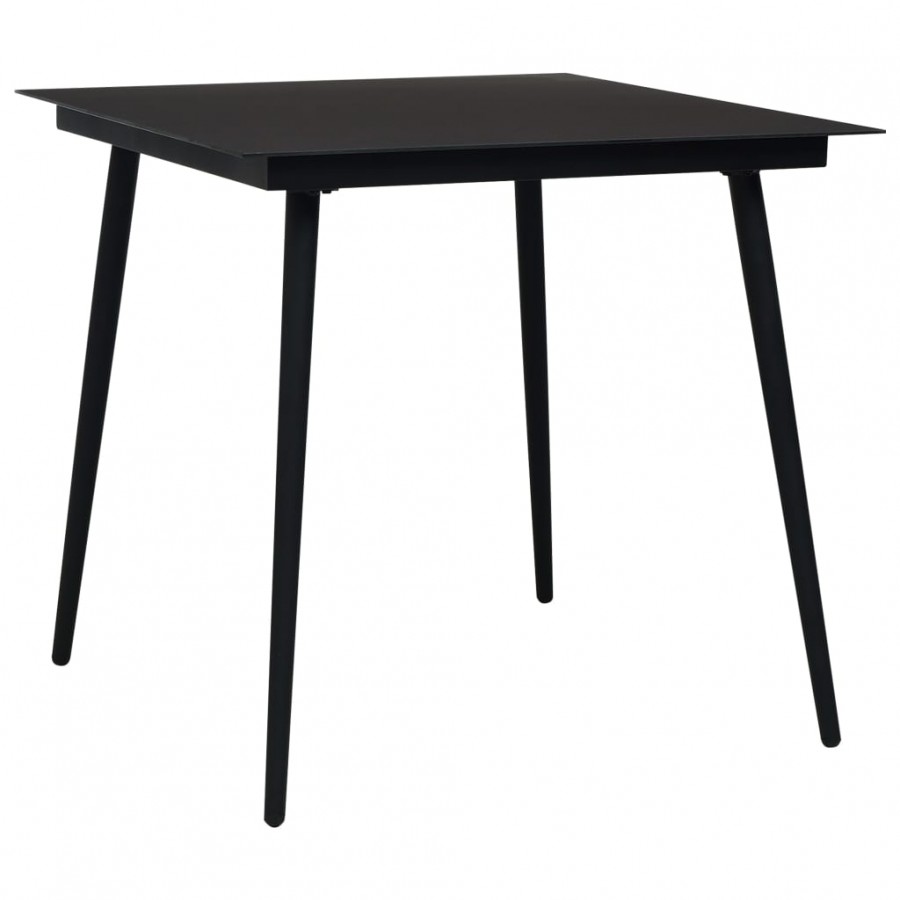 Table à dîner de jardin Noir 80x80x74 cm Acier et verre