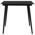 Table à dîner de jardin Noir 80x80x74 cm Acier et verre