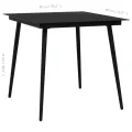 Table à dîner de jardin Noir 80x80x74 cm Acier et verre