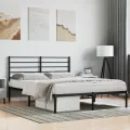 Cadre de lit métal avec tête de lit noir 120x190 cm