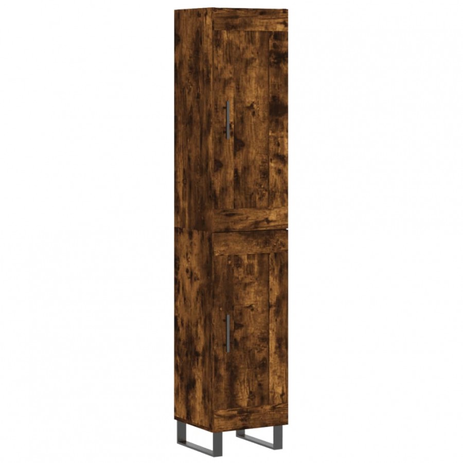 Buffet haut Chêne fumé 34,5x34x180 cm Bois d'ingénierie