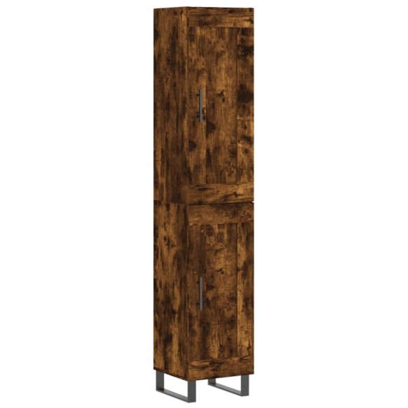 Buffet haut Chêne fumé 34,5x34x180 cm Bois d'ingénierie