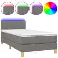 cadre de lit et matelas et LED Gris foncé 100x200 cm