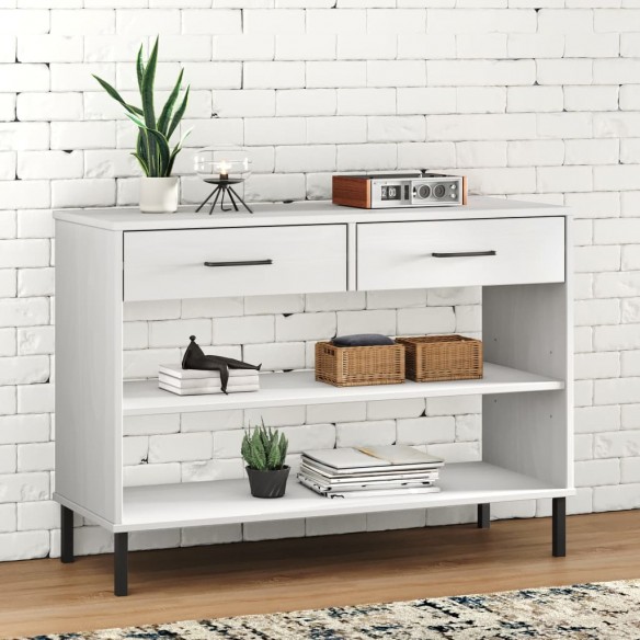 Armoire console avec pieds en métal Blanc Bois pin massif OSLO