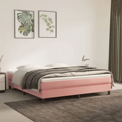 cadre de lit avec matelas Rose 180x200 cm Velours
