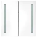 Armoire de salle de bain à miroir LED noir brillant 62x14x60 cm