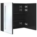 Armoire de salle de bain à miroir LED noir brillant 62x14x60 cm