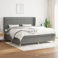cadre de lit avec matelas Gris foncé 200x200cm Tissu