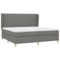 cadre de lit avec matelas Gris foncé 200x200cm Tissu
