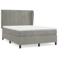 cadre de lit et matelas Gris clair 140x200cm Velours