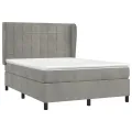 cadre de lit et matelas Gris clair 140x200cm Velours