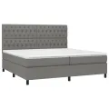cadre de lit avec matelas Gris foncé 200x200cm Tissu