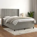 cadre de lit et matelas Gris clair 140x200cm Velours