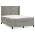 cadre de lit et matelas Gris clair 140x200cm Velours