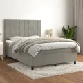 cadre de lit et matelas Gris clair 140x200cm Velours