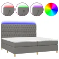 cadre de lit et matelas et LED Gris foncé 200x200 cm