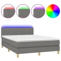 cadre de lit et matelas et LED Gris foncé 140x200 cm