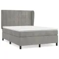 cadre de lit et matelas Gris clair 140x190cm Velours